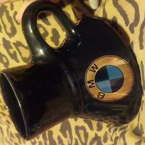 vintage Feltman Langer BMW ceramic travel mug from the 1980s
